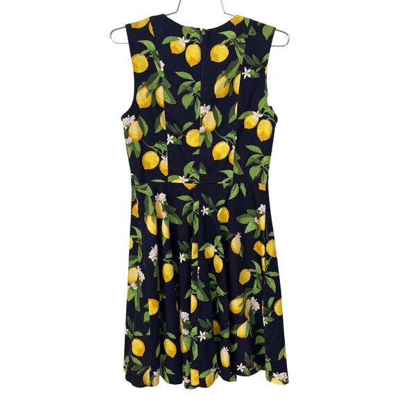 Chetta B Lemon Dress Size 4 Fit and Flare A Line Navy Floral Sundress Boho - Picture 2 of 7